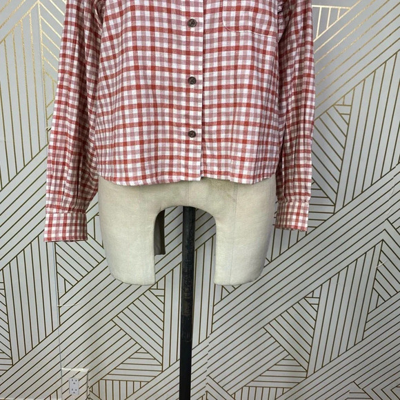 Marine Layer Madeline Relaxed‎ Crop Shirt in Red & White Plaid Size US Medium - Picture 6 of 12